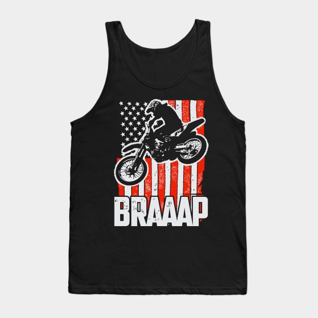 Dirt bike Motocross t-shirt Braaap American flag Tank Top by TBA Design